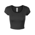 thumbnail image 1 of Women's fashion cropped short-sleeved T-shirt solid color slim top, 1 of 7