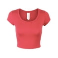 thumbnail image 1 of KOGMO Womens Short Sleeve Crop Top Solid Round Neck T Shirt, 1 of 7