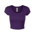 thumbnail image 1 of Women's fashion cropped short-sleeved T-shirt solid color slim top, 1 of 7
