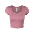 thumbnail image 1 of KOGMO Womens Short Sleeve Crop Top Solid Round Neck T Shirt, 1 of 7