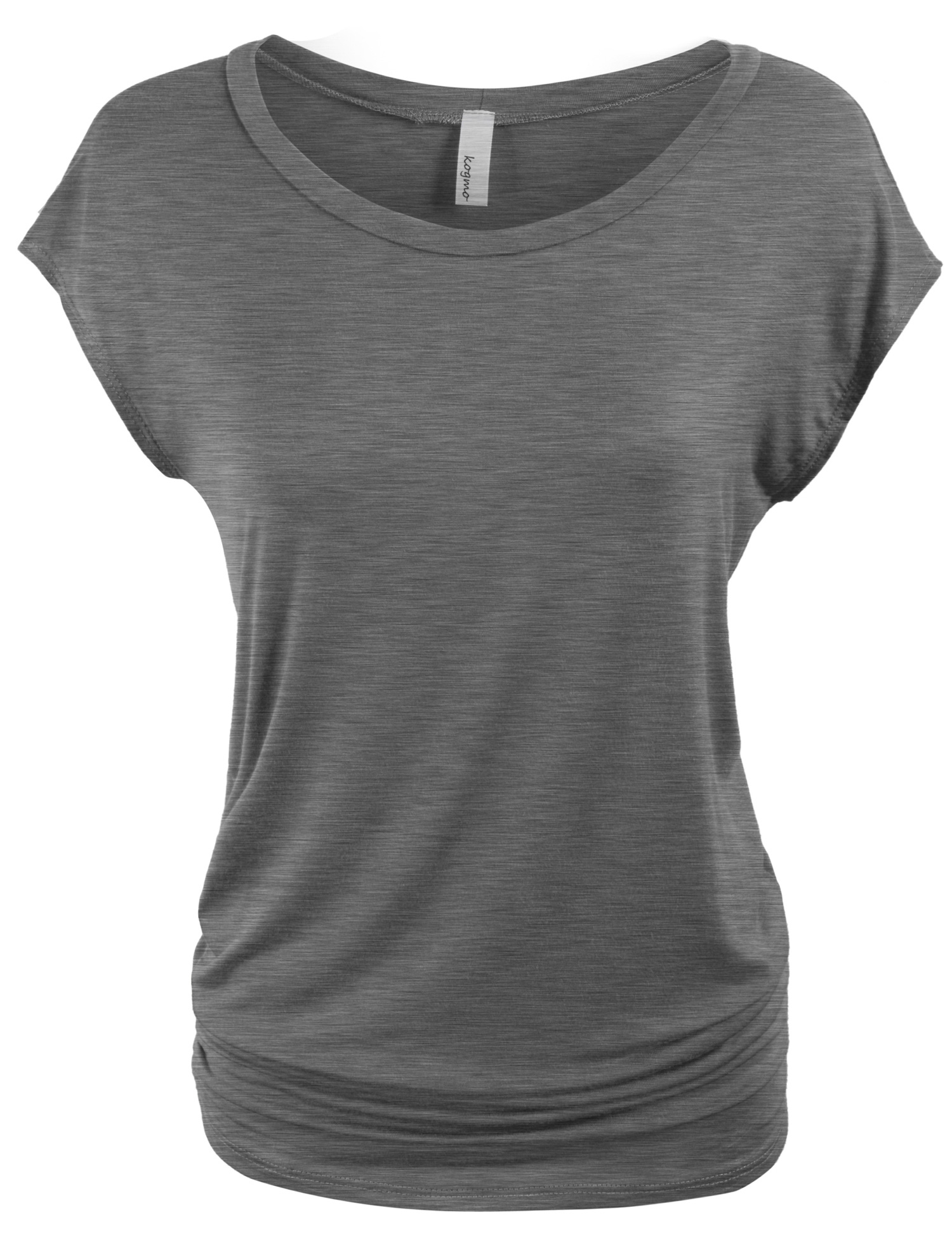 KOGMO Women’s Short Sleeve Tunic Top With Side Shirring – Blush Color, Lightweight & Stretchy