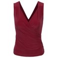 thumbnail image 1 of KOGMO Womens Sleeveless Side Wrap Ruched Shirred Slim Fit V-neck Top Shirts, 1 of 5