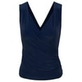 thumbnail image 1 of KOGMO Womens Sleeveless Side Wrap Ruched Shirred Slim Fit V-neck Top Shirts, 1 of 5