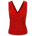 thumbnail image 1 of KOGMO Womens Sleeveless Side Wrap Ruched Shirred Slim Fit V-neck Top Shirts, 1 of 5