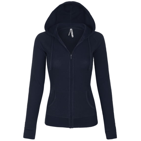 KOGMO Womens Solid Casual Basic Thermal Zip Up Hoodie Jacket
