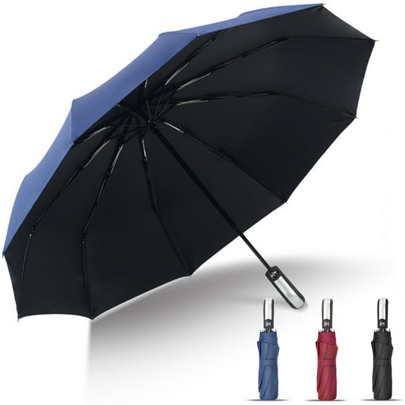 KOGYAS 10 Ribs Automatic Umbrellas for Rain,Auto Reverse Windproof Compact Umbrella for Men Women Travel Outdoor Windproof UV Umbrellas for Sun (Blue)