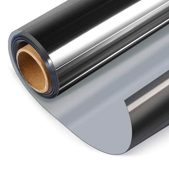 KOGYAS 35"x 156" Oneway window film for Home and Office Heat Control,Window Tint Film Removable Static Cling Can See Out Not In for Sun Blocking,Black-Sliver