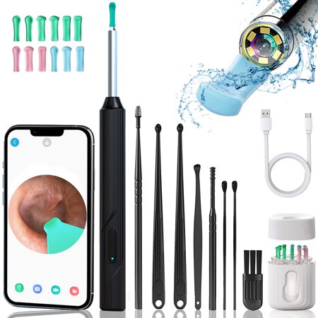 KOGYAS Ear Wax Removal Kit,Ear Cleaner with 1296P HD Wireless Ear Camera,Ear Cleaning Kit Remove Wax with Holder,Ear Wax Removal Tool Kit for Kids,Adults,Pets,Compatible with iPhone & Android