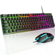 KOGYAS Gaming Keyboard and Mouse Combo,Computer Keyboard with RGB Backlit,Ergonomic Keyboard Design,Mechanical Keyboard with 104 Keys,Quiet Silent USB Membrane Keyboard for Desktop,Computer,PC