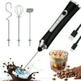 thumbnail image 1 of KOGYAS Milk Frother Handheld with 3 Stainless Steel Heads,Electric Whisk Drink Foam Mixer with USB Rechargeable 3 Speeds,Mini Coffee Frother for Cappuccino,Hot Chocolate,Egg - Black, 1 of 9
