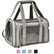 KOGYAS Pet Carriers for Cats Small dogs,Soft-Sided Airline Approved Pet Carrier Case with 4 Ventilated Windows for Cats and Dogs Under 25Lbs (19.7 L x 13.4 W x 13.4 H Inch, Grey)