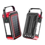 KOGYAS Solar Charger 80000mAh Built-in Cables, 22.5W Fast Charging Portable Power Bank with USB C, Camping Light, Flashlight, Battery Pack for iPhone 16 15 14 13 12 11, iPad, Samsung, Apple Watch