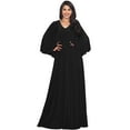 thumbnail image 1 of KOH KOH Long Cape Batwing Sleeve Modest Full Floor Length Flowy Fall Winter Elegant Evening Formal Funeral Church Wedding Guest Tall Maxi Dress Gown For Women Black Small US 4-6 NT117, 1 of 7