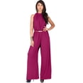 thumbnail image 1 of KOH KOH Long Pants Jumpsuit Formal One Piece Cocktail Evening Fall Dressy Pantsuit Romper Workwear Casual Outfit Tall Sleeveless Playsuit For Women Fuchsia Magenta Pink XXXX-Large US 26-28 NT202, 1 of 3