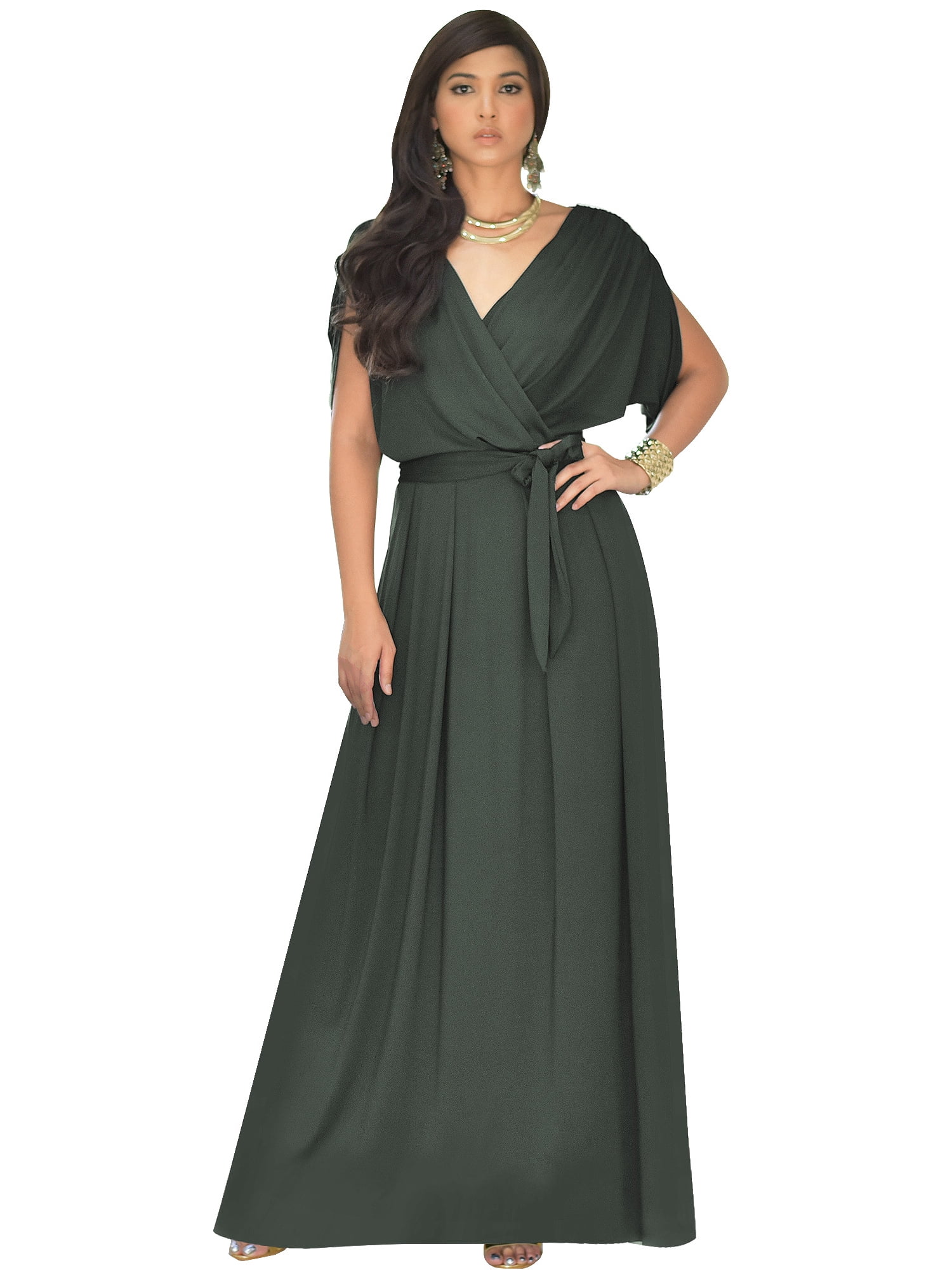 KOH KOH Long Bridesmaid Formal Short Sleeve V-Neck Full Floor Length Flowy Cocktail Summer Evening Wedding Guest Party Tall Maxi Dress Gown For Women Olive Green X-Large US 14-16 NT026 - Walmart.com KOH KOH Long Bridesmaid Formal Short Sleeve V-Neck Full Floor Length Flowy Cocktail Summer Evening Wedding Guest Party Tall Maxi Dress Gown For Women Olive Green X-Large US 14-16 NT026 - Walmart.com