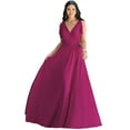thumbnail image 1 of KOH KOH Long Bridesmaid Wedding Guest Sleeveless V-Neck Full Floor Length Flowy Sexy Wrap Formal Evening Cocktail Party Tall Maxi Dress Gown For Women Fuchsia Magenta Pink XX-Large US 18-20 NT333, 1 of 6