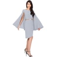 thumbnail image 1 of KOH KOH Long Cape Batwing Cloak Dolman Sleeve Knee Length Fall Winter Work Tunic Dressy Formal Wedding Guest Party Funeral Mini Midi Dress For Women Gray Grey X-Large US 14-16 NT115, 1 of 6