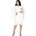 thumbnail image 1 of KOH KOH Long Cape Batwing Cloak Dolman Sleeve Knee Length Fall Winter Work Tunic Dressy Formal Wedding Guest Party Funeral Mini Midi Dress For Women Ivory White XXX-Large US 22-24 NT115, 1 of 6