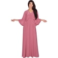 thumbnail image 1 of KOH KOH Long Cape Batwing Sleeve Modest Full Floor Length Flowy Fall Winter Elegant Evening Formal Funeral Church Wedding Guest Tall Maxi Dress Gown For Women Rose Pink X-Large US 14-16 NT117, 1 of 6