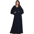 thumbnail image 1 of KOH KOH Long Cape Batwing Sleeve Modest Full Floor Length Flowy Fall Winter Elegant Evening Formal Funeral Church Wedding Guest Tall Maxi Dress Gown For Women Dark Navy Blue Large US 12-14 NT117, 1 of 3