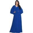 thumbnail image 1 of KOH KOH Long Cape Batwing Sleeve Modest Full Floor Length Flowy Fall Winter Elegant Evening Formal Funeral Church Wedding Guest Tall Maxi Dress Gown For Women Cobalt Royal Blue Small US 4-6 NT117, 1 of 6