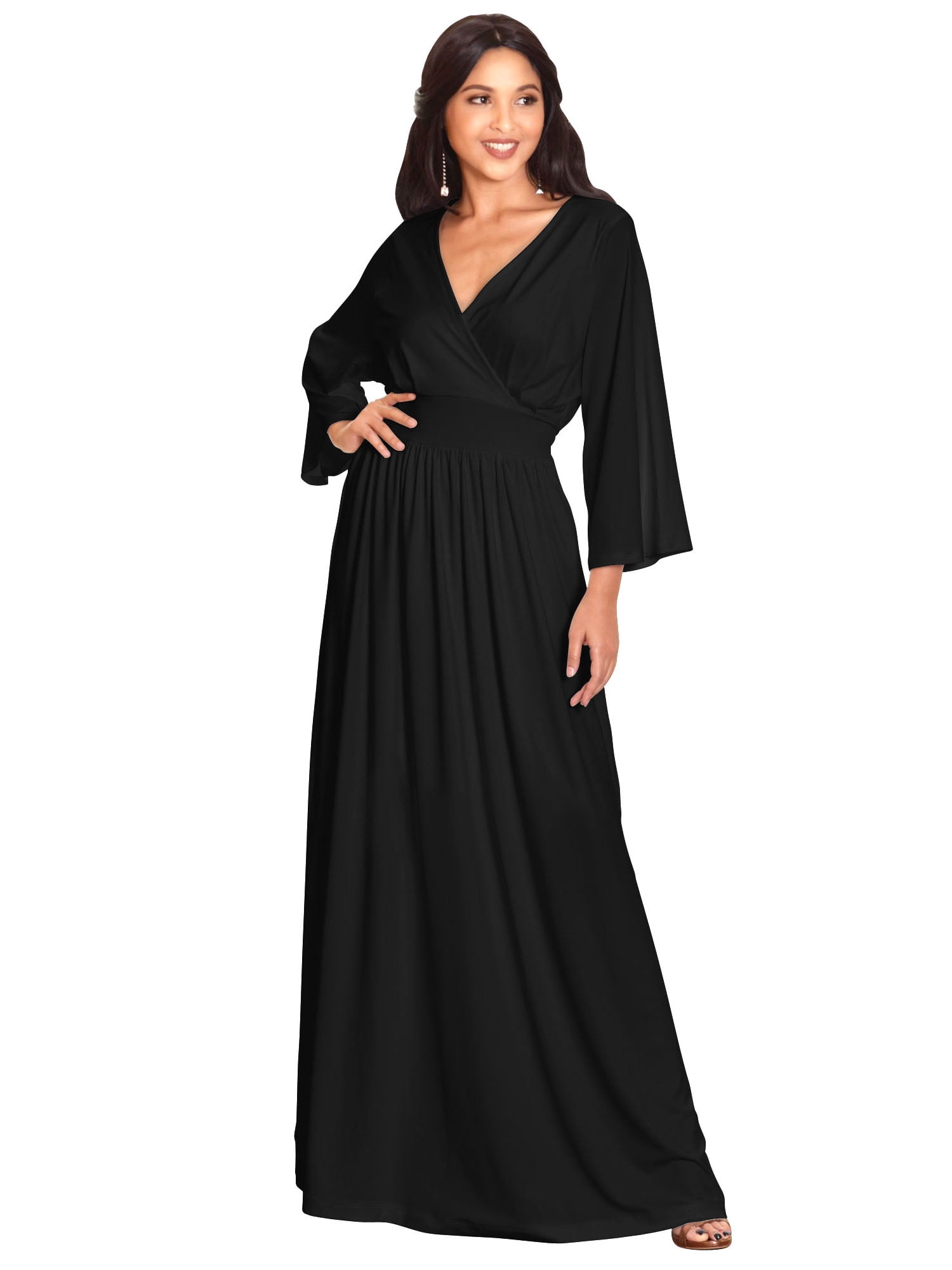 knee length dresses for ladies Marble Swirl Kimono Maxi Dress with Slits – Boho Resort Style main image 1
