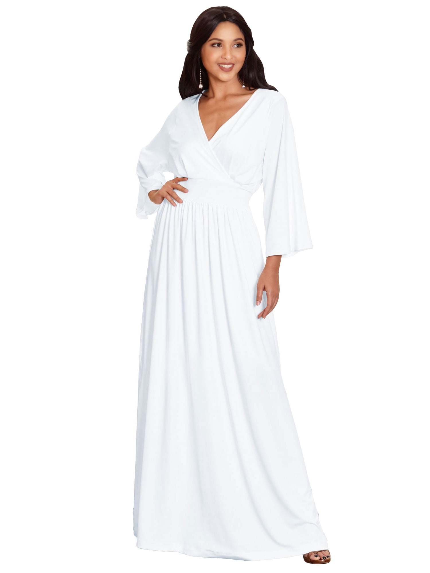 KOH KOH Long Kimono Sleeve with Sleeves Wrap Fall Winter Empire Waist Flowy Casual Formal Cute Maternity Robe Abaya Tall Maxi Dress Gown For Women Ivory White XXX-Large US 22-24 NT023 - KOH KOH Long Kimono Sleeve with Sleeves Wrap Fall Winter Empire Waist Flowy Casual Formal Cute Maternity Robe Abaya Tall Maxi Dress Gown For Women Ivory White XXX-Large US 22-24 NT023 -