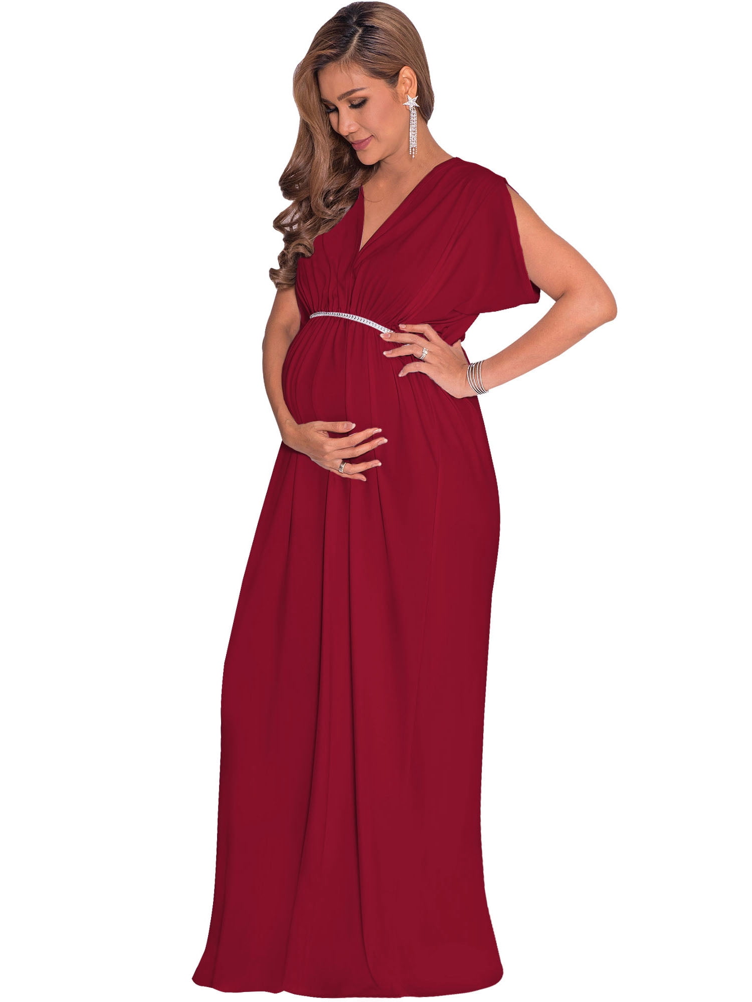 KOH KOH Long Maternity Pregnancy Short Sleeve V-Neck Full Floor Length Flowy Baby Shower Bridesmaid Evening Summer Tall Maxi Dress Gown For Women Crimson Dark Red Large US 12-14 NT278 - Walmart.com KOH KOH Long Maternity Pregnancy Short Sleeve V-Neck Full Floor Length Flowy Baby Shower Bridesmaid Evening Summer Tall Maxi Dress Gown For Women Crimson Dark Red Large US 12-14 NT278 - Walmart.com
