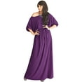 thumbnail image 1 of KOH KOH Long One Off Shoulder Flowy Casual 3/4 Short Sleeve Full Floor Length Cocktail Evening Wedding Party Guest Sexy Tall Maxi Dress Gown For Women Purple Large US 12-14 NT001, 1 of 6