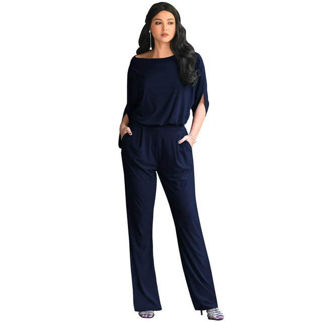 KOH KOH Long Pants Formal Cocktail Evening One Piece Fall Pockets ...