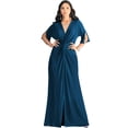 thumbnail image 1 of KOH KOH Long Sexy V-Neck Short Sleeve Slit Flowy Cocktail Evening Bridesmaid Wedding Guest Party Summer Tall Dressy Maxi Dress Gown For Women Blue Teal Large US 12-14 NT290, 1 of 7