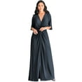 thumbnail image 1 of KOH KOH Long Sexy V-Neck Short Sleeve Slit Flowy Cocktail Evening Bridesmaid Wedding Guest Party Summer Tall Dressy Maxi Dress Gown For Women Slate Gray Grey XX-Large US 18-20 NT290, 1 of 7