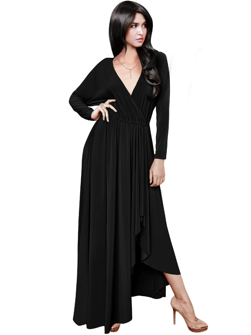 navy blue dress for baby girl Catherine Yellow Asymmetrical Pleated Long-Sleeve Maxi Dress, L / Yellow main image 1