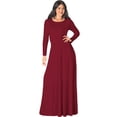 thumbnail image 1 of KOH KOH Long Sleeve Modest Fall Winter Elegant Evening Flowy Empire Waist Full Floor Length Cocktail Formal Tall Pleated Maxi Dress Gown Abaya For Women Crimson Dark Red XXX-Large US 22-24 NT009, 1 of 6