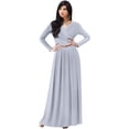 thumbnail image 1 of KOH KOH Long Sleeve Modest Fall Winter Evening Flowy Empire Waist Full Floor Length Cocktail Formal V-Neck Tall Maxi Dress Gown Abaya For Women Gray Grey Small US 4-6 NT021, 1 of 6