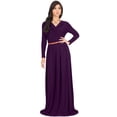 thumbnail image 1 of KOH KOH Long Sleeve Modest Fall Winter Evening Flowy Empire Waist Full Floor Length Cocktail Formal V-Neck Tall Maxi Dress Gown Abaya For Women Purple XXX-Large US 22-24 NT021, 1 of 6