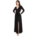 thumbnail image 1 of KOH KOH Long Sleeve V-Neck Bridesmaid Wedding Guest Party Winter Fall Formal Evening Tall Sexy Slit Full Floor Length Gown Maxi Dress For Women Black XXX-Large US 22-24 NT176, 1 of 7
