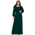 thumbnail image 1 of KOH KOH Long Sleeve Vintage Peasant Empire Waist Fall Winter Loose Flowy Fall Winter Casual Formal Abaya Tall Pleated Maxi Dress Gown For Women Emerald Green Large US 12-14 NT103, 1 of 6