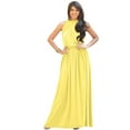 thumbnail image 1 of KOH KOH Long Sleeveless Bridesmaid Wedding Party Guest Summer Flowy Casual Brides Formal Evening Sexy Halter Neck Maxi Dress Gown For Women Daffodil Yellow XXX-Large US 22-24 NT012, 1 of 6