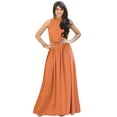 thumbnail image 1 of KOH KOH Long Sleeveless Bridesmaid Wedding Party Guest Summer Flowy Casual Brides Formal Evening Sexy Halter Neck Maxi Dress Gown For Women Fire Brick Orange X-Small US 2-4 NT012, 1 of 6