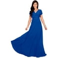 thumbnail image 1 of KOH KOH Long V-Neck Flowy Cap Short Sleeve V-Neck Bridesmaid Wedding Guest Party Formal Summer Sundress Tall Gown Maxi Dress Dresses For Women Cobalt Royal Blue Medium US 8-10 NT074, 1 of 7