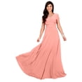 thumbnail image 1 of KOH KOH Long V-Neck Flowy Cap Short Sleeve V-Neck Bridesmaid Wedding Guest Party Formal Summer Sundress Tall Gown Maxi Dress Dresses For Women Light Pink Peach XX-Large US 18-20 NT074, 1 of 7