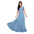 thumbnail image 1 of KOH KOH Long V-Neck Flowy Cap Short Sleeve V-Neck Bridesmaid Wedding Guest Party Formal Summer Sundress Tall Gown Maxi Dress Dresses For Women Pastel Blue XX-Large US 18-20 NT074, 1 of 6