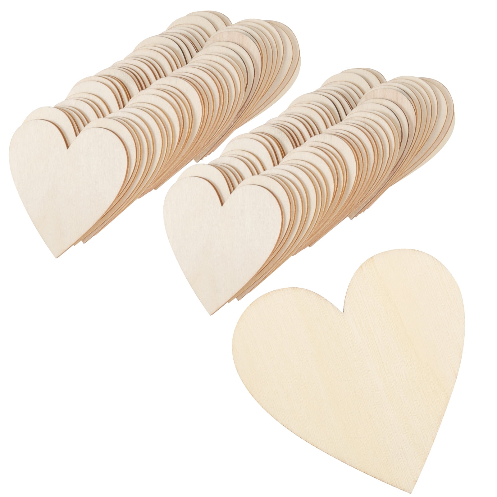 KOHAND 100 PCS 3 inch Wood Heart Cutouts, Unfinished Blank Wooden Hearts for DIY Crafts Projects