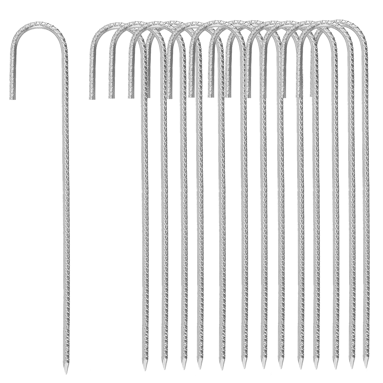 KOHAND 14 Pack 16 inch Rebar Tent Stakes, Galvanised Rebar J Hooks