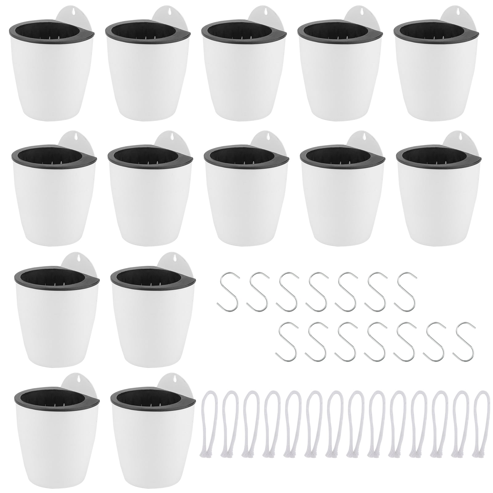 KOHAND 14 Pack 5 inch Self Watering Hanging Planters, White Wall