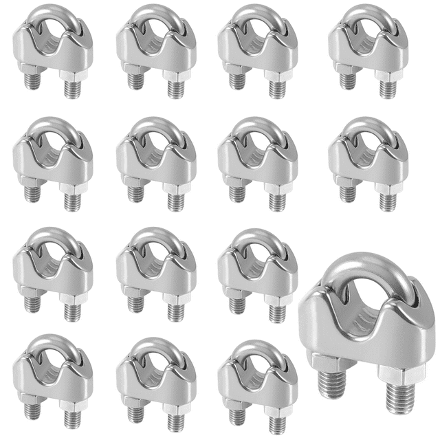 KOHAND 15 PCS M10 3/8 Inch Wire Rope Cable U Clamp, Stainless Steel ...