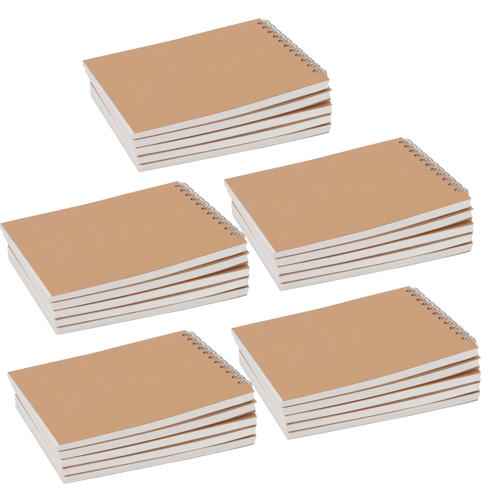 KOHAND 25 Pack A6 Top Sketchbook, Blank Kraft Sketch Pad with 60 Sheets/120 Pages for Drawing, Painting, Brown