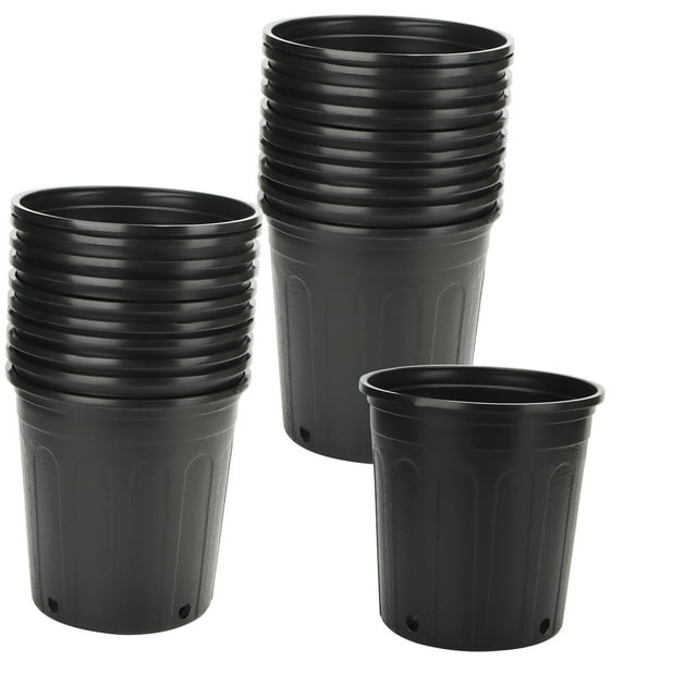 KOHAND 26 Pack 1 Gallon Plastic Nursery Pots, Black Plastic Pots with