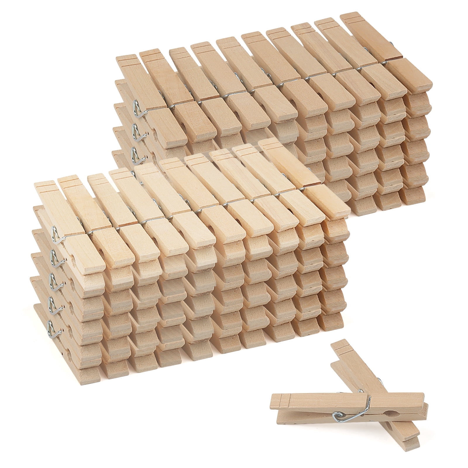 Spring Cloth Pin KOHAND 300 Pack 3 nches Natural Wood Clothespins, Small Wooden Peg Pins ...